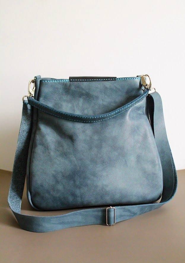 Azure Mist Leather Shoulder Bag