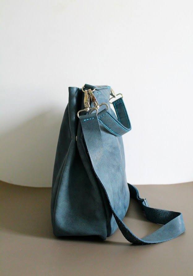 Azure Mist Leather Shoulder Bag