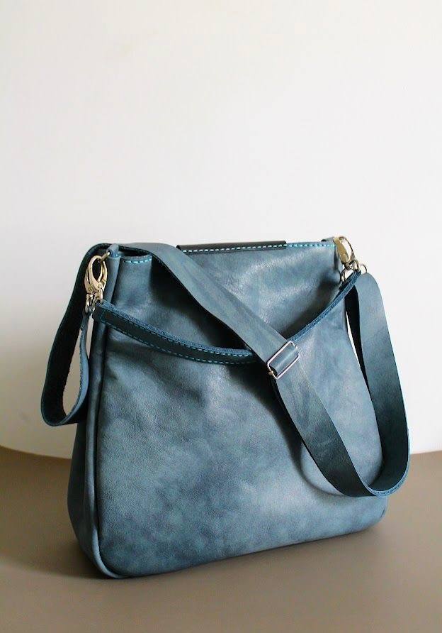 Azure Mist Leather Shoulder Bag